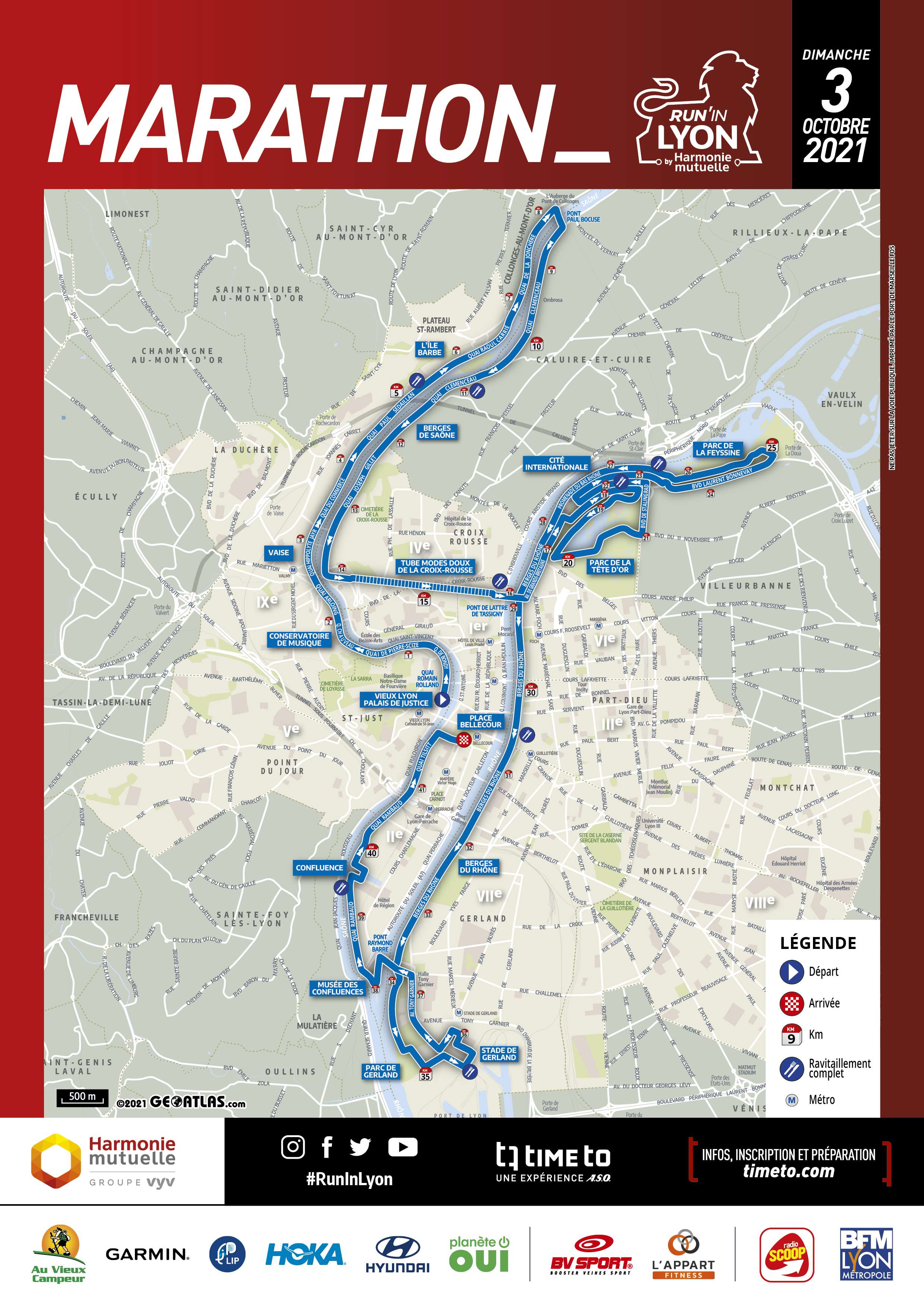 Map - Run In Lyon Marathon