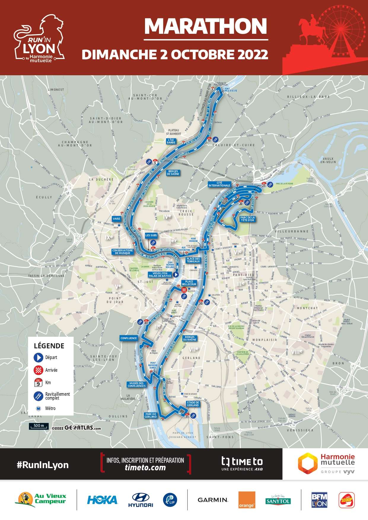 Map - Run In Lyon Marathon